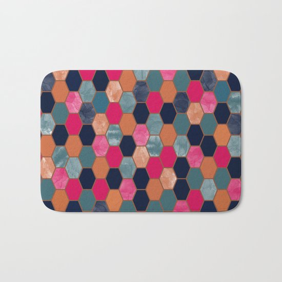 Colorful Honeycomb Bath Mat