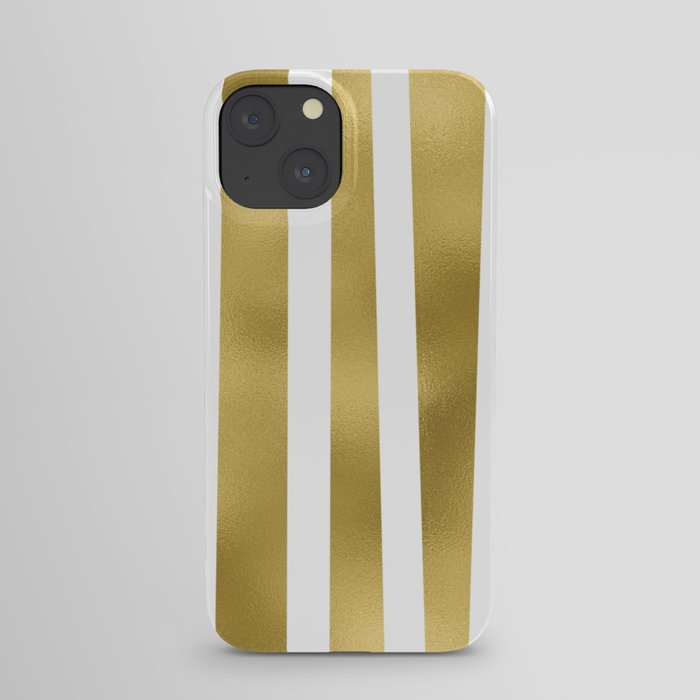 Gold unequal stripes on clear white - vertical pattern iPhone Case