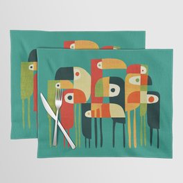 Toucan Placemat | Digital, Cubism, Mid Century, Curated, Painting, Birds, Abstract, Whimsical, Colourful, Bird 