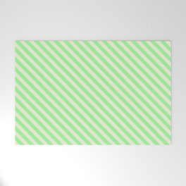 [ Thumbnail: Beige & Green Colored Lined/Striped Pattern Welcome Mat ]