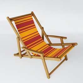 [ Thumbnail: Red & Orange Colored Lined/Striped Pattern Sling Chair ]