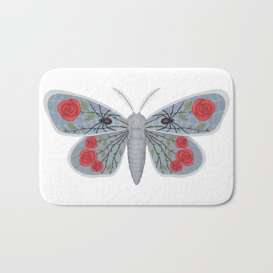 spider web and rose (made up moth) Bath Mat