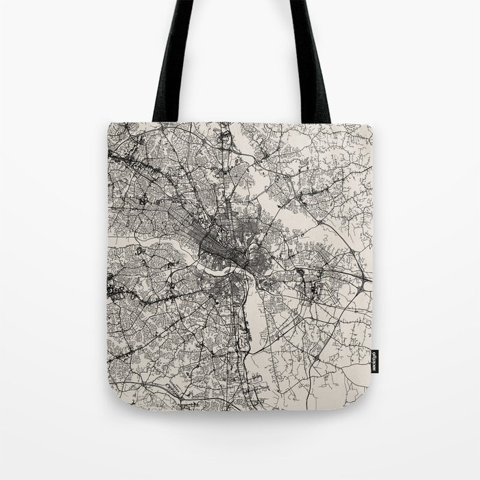 Richmond, USA - Black and White City Map Tote Bag