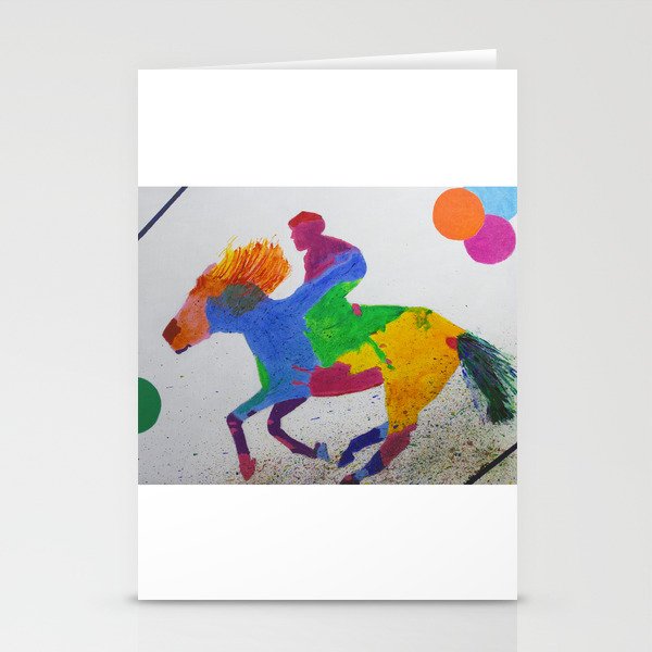 Colorful Horse and Rider Pop Y2K  Stationery Cards