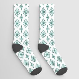 Green Blue Native American Tribal Pattern Socks