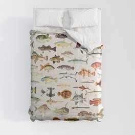 Illustrated Colorful Southern Pacific Exotic Game Fish Identification Chart Comforter