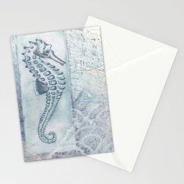 Seahorse collage and etching mixed media Stationery Card