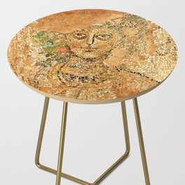 Colored Hairy Roman Woman in Ancient Art History Mosaic Side Table