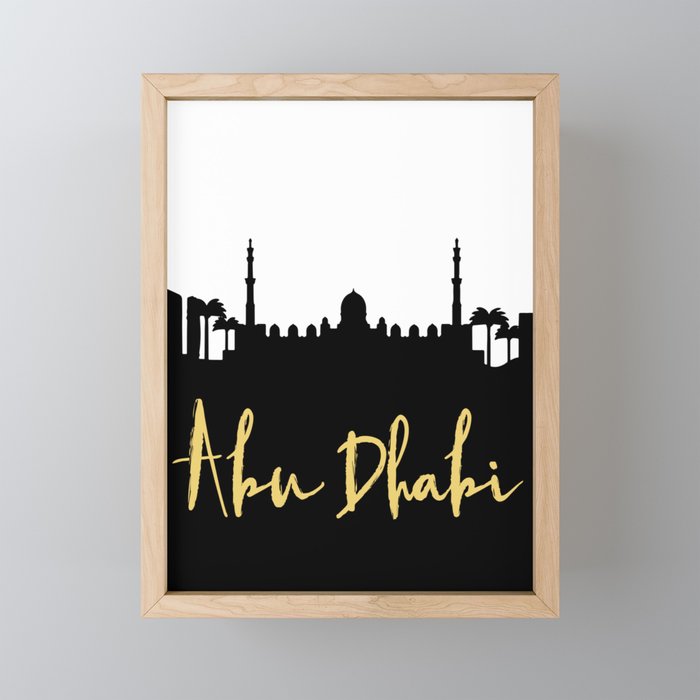 ABU DHABI UAE DESIGNER SILHOUETTE SKYLINE ART Framed Mini Art Print