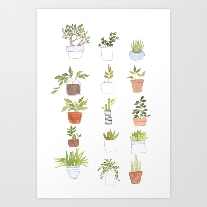 Potted Plants Art Print By Foxflowers Society6
