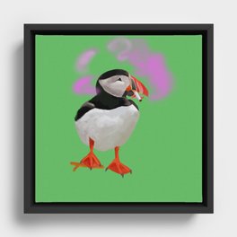 Another junkie puffin Framed Canvas