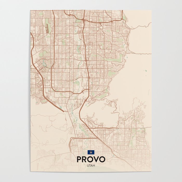 Provo, Utah, United States - Vintage City Map Poster