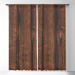 Rustic dark brown old wood Blackout Curtain