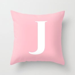 J MONOGRAM (WHITE & PINK) Throw Pillow