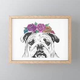 Flower Crown Bulldog Framed Mini Art Print