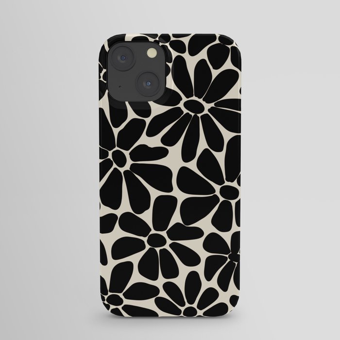 Black and White Retro Floral Art Print  iPhone Case