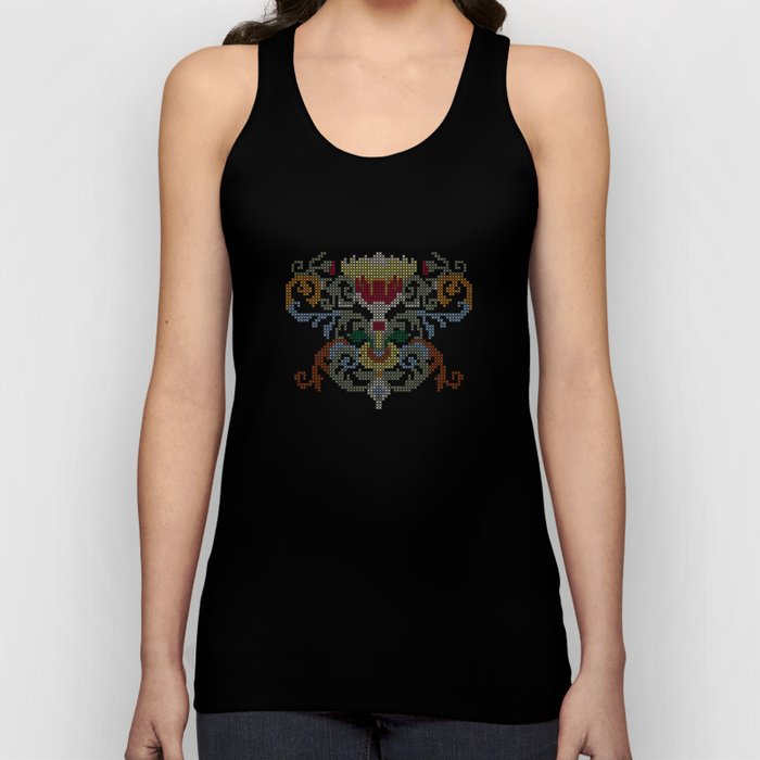 Real Cross Stitchable Pattern -- Renaissance Floral Color Coded Chart Tank Top