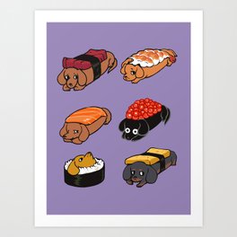 Sushi Dachshunds Art Print