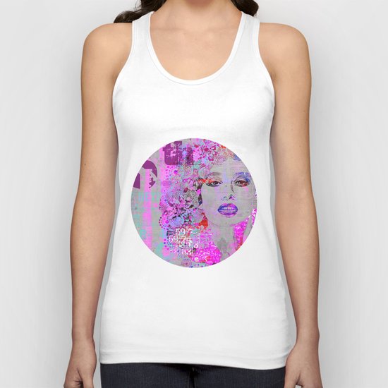 Flower Girl mixed media art grey pink Unisex Tank Top