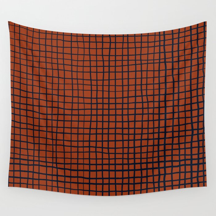 Navy and Rust (XV) Thread Pattern Wall Tapestry