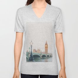 Thames Sunrise - London England Travel Photography V Neck T Shirt