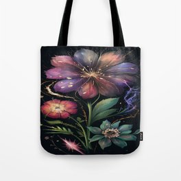 Wildflowers Multicolor  Pattern  Art Print Illustration   Tote Bag