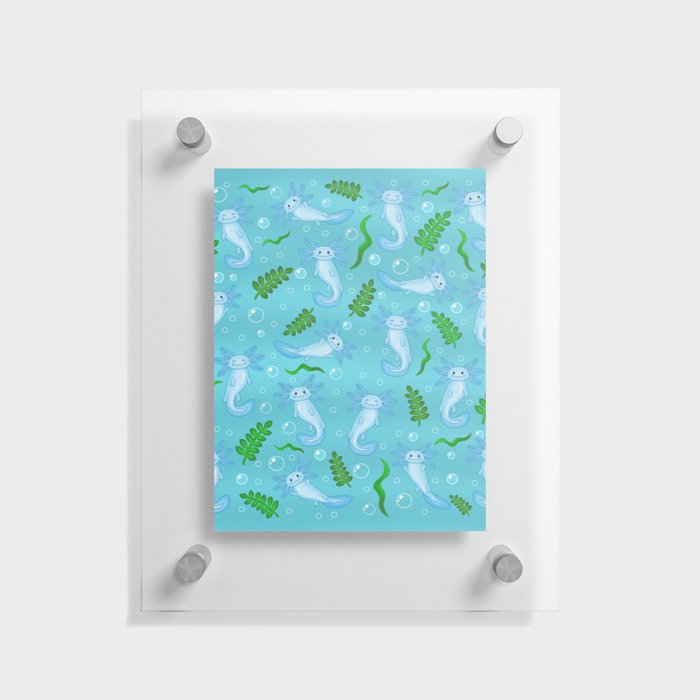 Blue Axolotl pattern Floating Acrylic Print