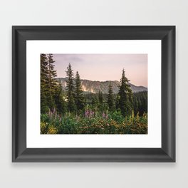 Mount Rainier Wildflower Adventure VII - Pacific Northwest Mountain Forest Wanderlust Framed Art Print