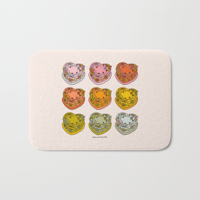 Rainbow Heart Cakes Bath Mat