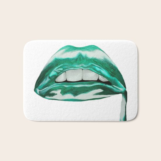 Teal Lips Bath Mat