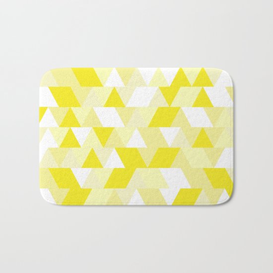 Simple Geometric Triangle Pattern- White on Yellow- Mix & Match with Simplicity of life Bath Mat