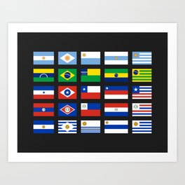 Conesur Flag's Mash Up - Argentina, Brazil, Chile, Paraguay, Uruguay DARK MODE Art Print