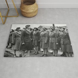 All African American Military WWII Women's Army Unit black and white portrait photograph - photography - photographs Area & Throw Rug