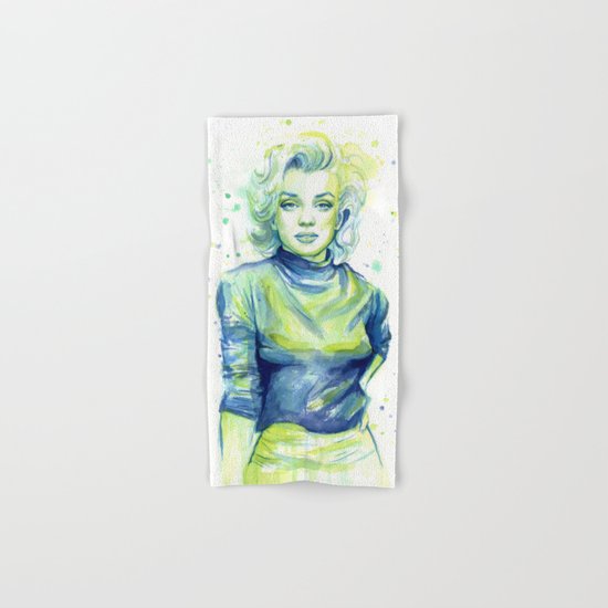 Marilyn Portrait Watercolor Painting Actress Old Hollywood Hand & Bath Towel