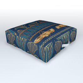 Amazing Golden Egypt Design Pattern Outdoor Floor Cushion