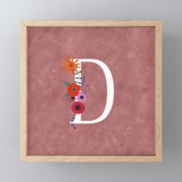 Beautiful Floral Monogram Illustrated Letter Art D Initial Framed Mini Art Print
