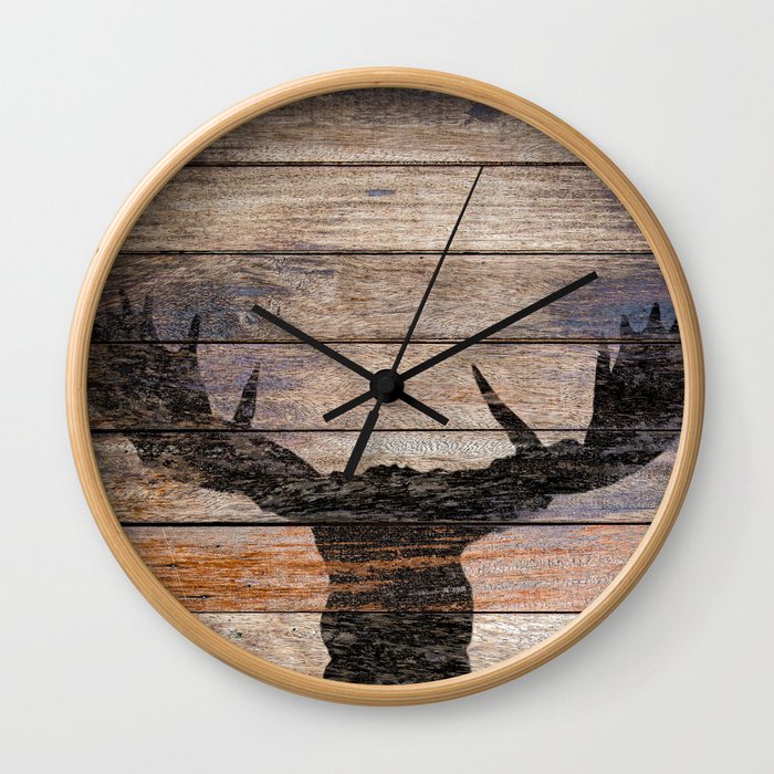 Rustic Black Moose Silhouette A424b Wall Clock