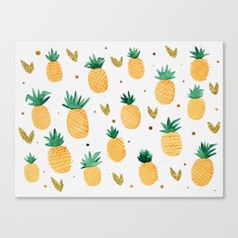 Watercolor pineapples - yellow and gold Canvas Print