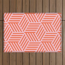 Geometric Coral and Pink Pattern Outdoor Rug