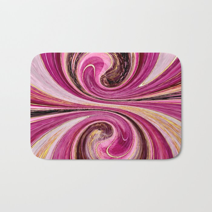 Spiral Swirl Abstract Pink Gold Art Bath Mat