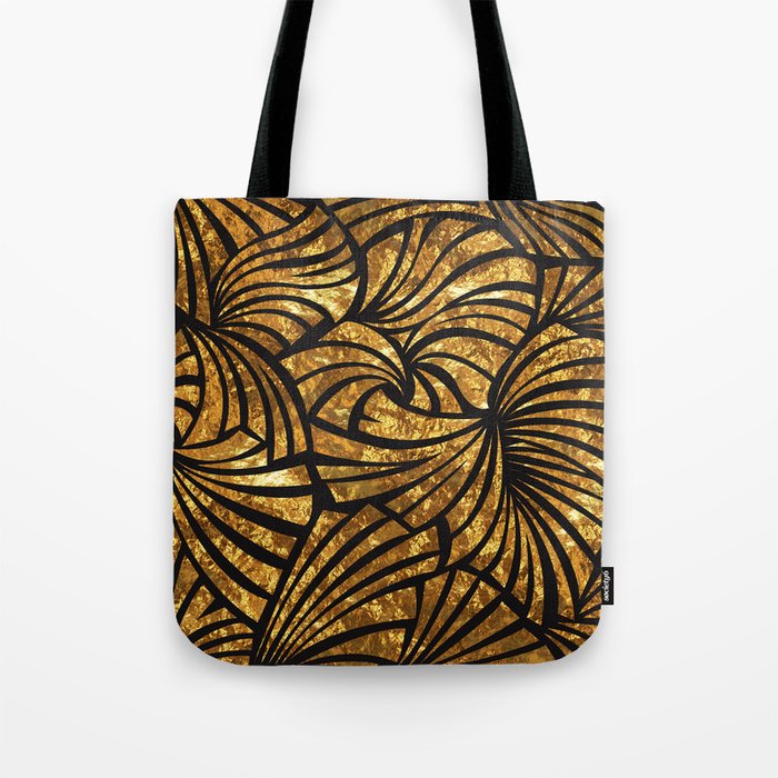Floral Essence in Gold Tote Bag