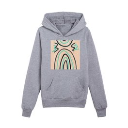 Abstract line art turquoise Kids Pullover Hoodies
