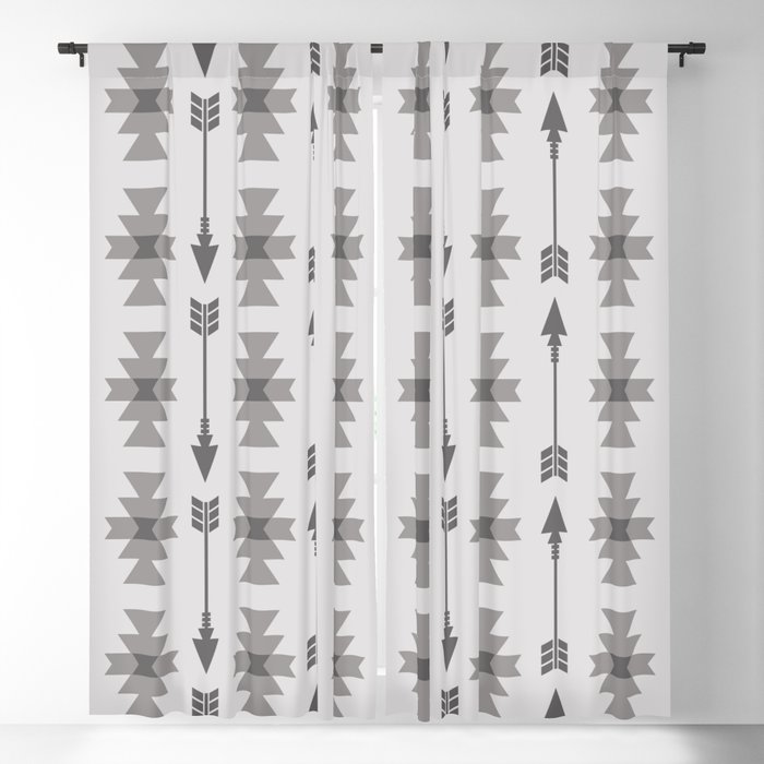 Southwestern Arrow Pattern 259 Gray Blackout Curtain