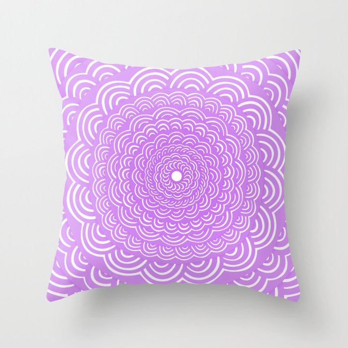 Spiral Mandala Violet Purple Curve Round Rainbow Pattern Unique Spiral Mandala Violet Purple Curve Round Rainbow Pattern Unique Minimalistic Vintage Zentangle Throw Pillow