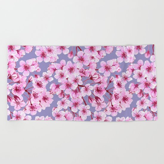 Cherry blossom pattern Beach Towel