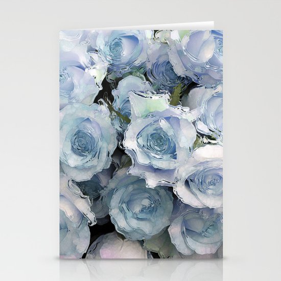 Ice Blue Roses Stationery Cards