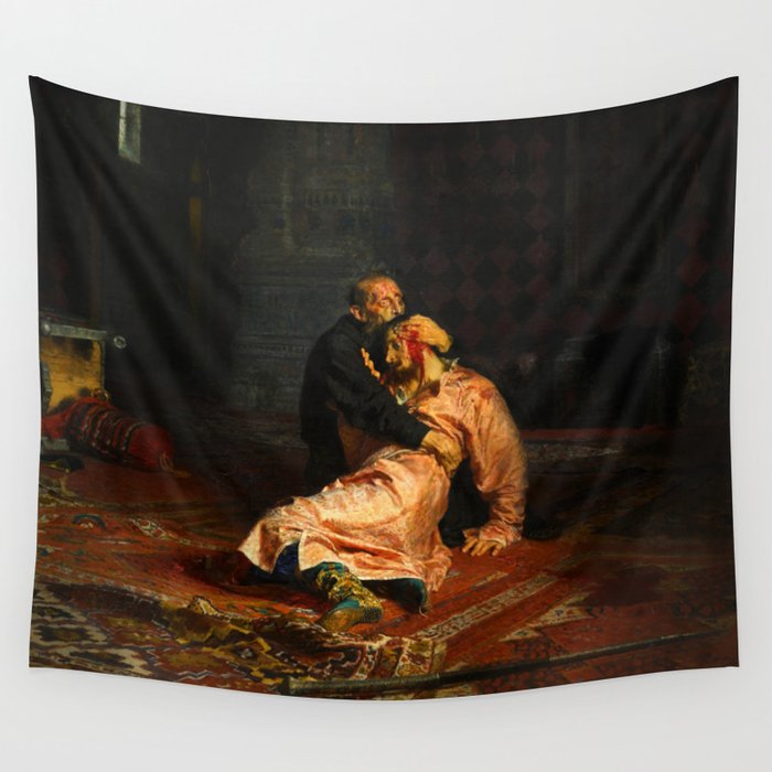 Vivid Retro - Ivan the Terrible and His Son Ivan Wall Tapestry