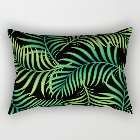 Night Jungle. Tropical Pattern / Palm leaves Rectangular Pillow