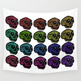Skull Print in Rainbow Dark Tones Wall Tapestry