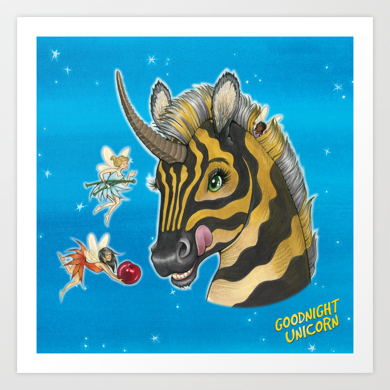 Goodnight Unicorn Zebra Art Print By Kendystix Society6
